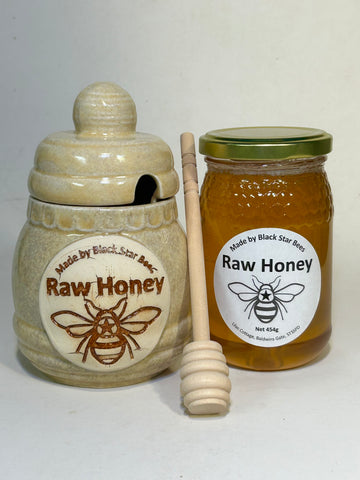 Honey pot (Cream) & Raw Honey 454g 🍯