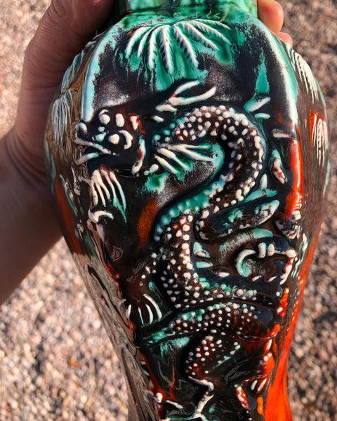 Tourmaline earthenware Dragon Vase 🐉